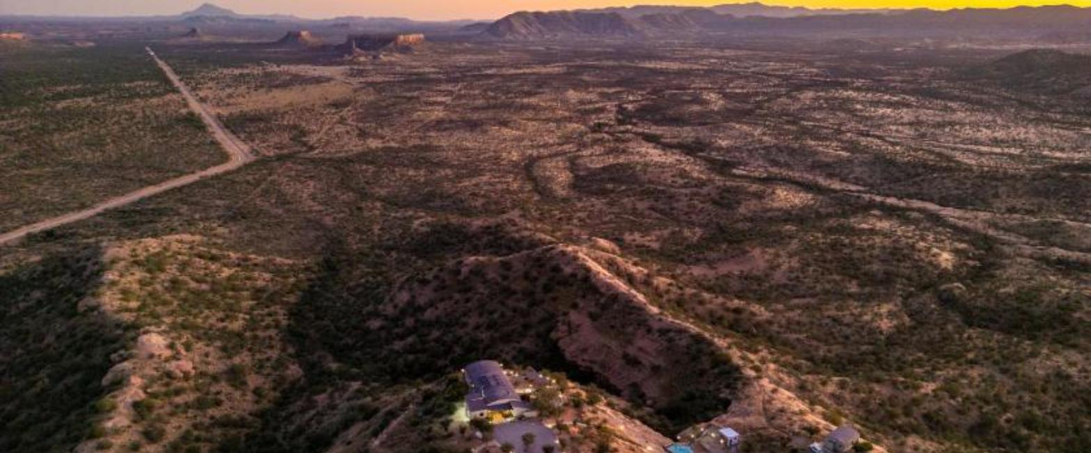 Bar and lounge area with panoramic Damaraland views at Ugab Terrace Lodge, Namibia