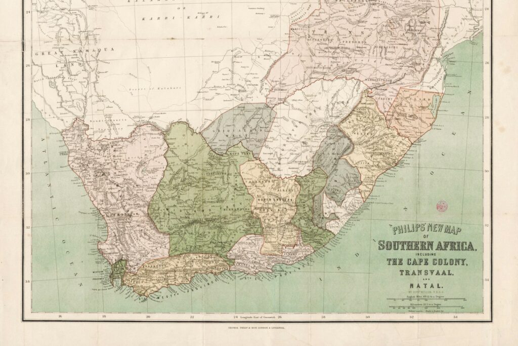 Historical southern Africa map for the Etosha game reserve 1907 story