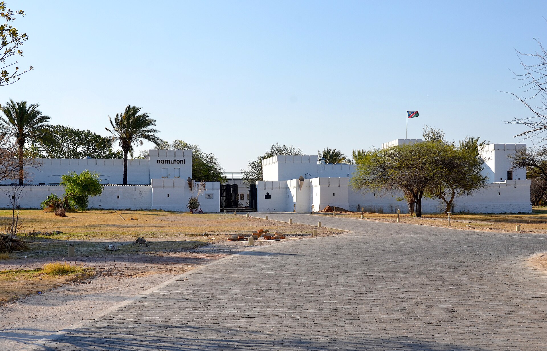 Von Lindequist Gate history — Fort Namutoni near the eastern entrance to Etosha